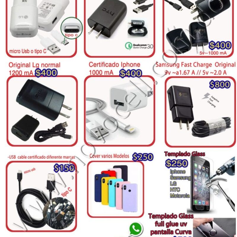varios accesoreio cargador