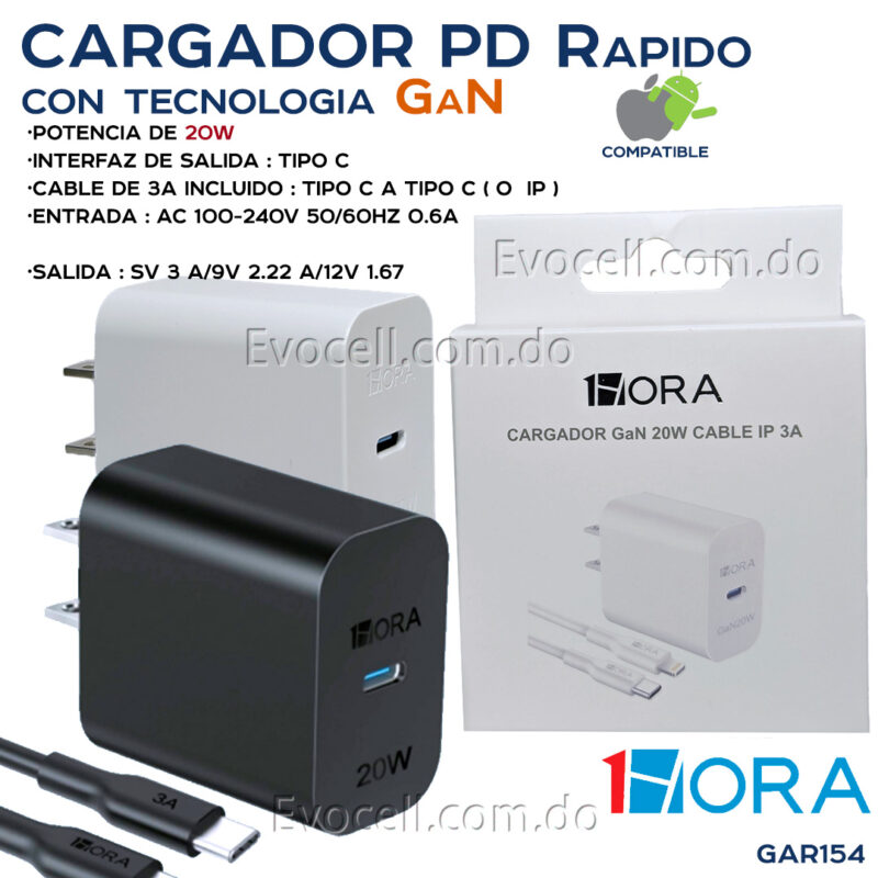Cargador Rapido 20w GaN 1Hora